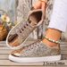 Plus Size Fashion Patchwork Casual Shoes For Women 2025 New Sequin Round Toe Lace-up Slip-on Sneakers_vogvips.com