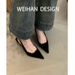 Black Elegant French-style Pointed-toe Sandals For Women, Spring-summer High-heeled Mules, Korean-style Single Shoes_vogvips.com