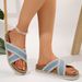 Plus Size Platform Sandals Women's Fabric Cross Strap Flat Beach Sandals Summer New Style For Wide Feet_vogvips.com