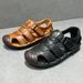 Men's High-End Genuine Leather Breathable Summer New Closed-Toe Clogs With Soft Rubber Sole, Wear-Resistant And Non-Slip_vogvips.com