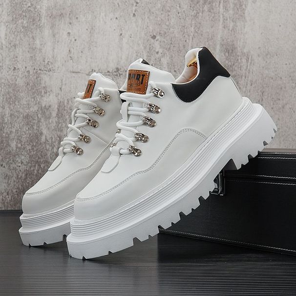 2024 Spring New Shoes Men's Trendy Shoes Interior Height Increase Casual Leather Shoes Thick Bottom Low Top Martin Boots_vogvips.com