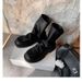 Women's Boots:Fashion Simple Design Martin Boots Chunky Heel,thick Sole,slim-fit Boots With Round Toe,pleated Design,back Zipper,stacked Short Boots_vogvips.com