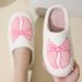 Cozy Cartoon Bow Knit Slippers For Women & Men - Warm Fleece-Lined Indoor House Shoes With Non-Slip TPR Sole Indoor Cotton Slippers_vogvips.com