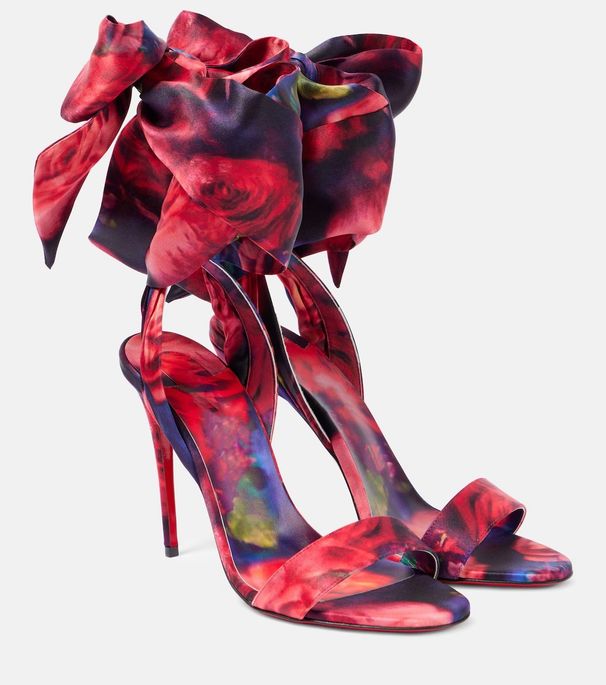 Stiletto Heeled Satin Sandals with round Toe Ankle Strap Bow Roman Open Toe plus Size Women's Shoes_vogvips.com