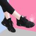 2025 Spring/Summer New Flyknit For Women Breathable Soft Sole Height Increasing Black Trendy Versatile Sports Casual_vogvips.com