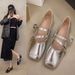 French Single Shoes Women's Thick Heel High Heels With Skirt Silver Temperament Mary Jane Women's Shoes Large Size Shoes_vogvips.com