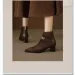 Booties Women Fall Winter Spliced Scrub Soft Sole Comfort Pointed Toe Kitten Block Heel Fashion Boots 251105_vogvips.com