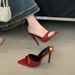 New European American Summer Style Pointed-toe Stiletto High-heeled Patent Leather Slippers, Versatile And Sexy Red_vogvips.com