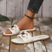 Wholesale Women's Shoes New Solid Color Metal Decor Round Toe Flat Sandals Classic Elegant All Match Fashion Slippers 36_vogvips.com