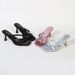 Elegant Heart Buckle Strap Kitten Heel Sandals - Square Toe Satin Summer Slides For Women (Black/Silver/Pink)_vogvips.com