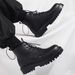 Cowhide Martin Men British Style Autumn Thick Sole Mid-Top Height Increasing Work Men's Black Trendy Short Boots_vogvips.com