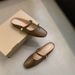 European And American Style Half For Women 2025 Retro Small Square Toe Flat Closed-Toe Slippers Fashionable Outdoor Lazy_vogvips.com