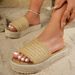 Women's Chunky Platform Sandals With Jute Rope Design - Round Toe Roman Style Summer Beach Slides - Comfortable Rubber Sole In Beige, Khaki, Camel_vogvips.com