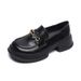 Platform Loafers Women's Retro One-pedal Small Leather Shoes Small College Style Single Shoes Women_vogvips.com