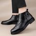 Men's Leather Boots Crocodile Pattern First Layer Martin Boots Men's Leather Cotton Boots With Cotton To Keep Warm_vogvips.com