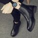 Large Size Chelsea Boots Men's Breathable Wind Pointed Fur Short Boots High Top Leather Shoes Medium Top Martin Boots_vogvips.com