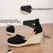 Foreign Trade 2022 Spring/Summer New Wedge Sandals Straw Weave Large Size 43 Cross-Border Women's Shoes_vogvips.com
