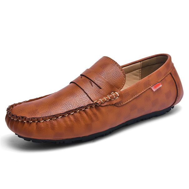 Bean Lazy Leather Fashion Handmade Business Formal One Step Breathable Men's Driving Shoes_vogvips.com