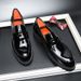 New Fashion Men's Brown Business Casual Loafer Shoes Daily Office Black Buckle Monk Men's Shoes One Foot Cover Banquet Dress Wedding Leather Shoes_vogvips.com