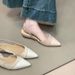 Lancui Rear Air Texture Patchwork French Style Closed-Toe Sandals For Women Spring Summer New Apricot Versatile Pointed_vogvips.com