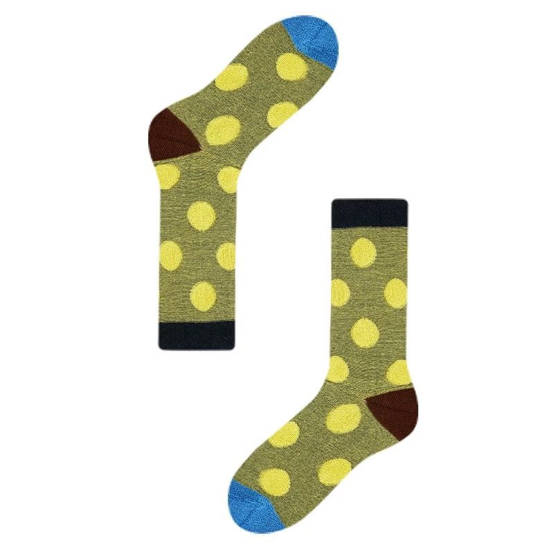 New Autumn And Winter Unisex Textured Dot Crew Socks – Soft Cotton With Cozy Terry Lining – Stylish Color Blocking – Perfect For Casual & Home Wear_vogvips.com