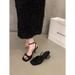 French Style Black Satin High Heel Sandals Fairy 2024 New Summer Dress Elegant Thin Strap Roman Shoes_vogvips.com