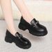 Soft Thick Sole Loafers Work Women Spring Autumn New Chunky Heel Single British Style Small Leather Shoes Slip-On_vogvips.com