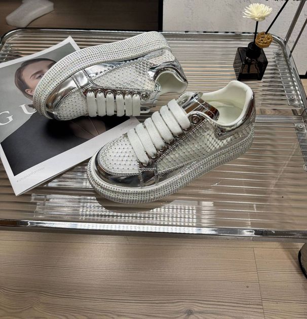 Women's Sparkly Rhinestone Sneakers - Fashionable Mesh Casual Shoes With Thick Sole For Spring & Summer, Light Luxury Style, Comfortable & Breathable_vogvips.com