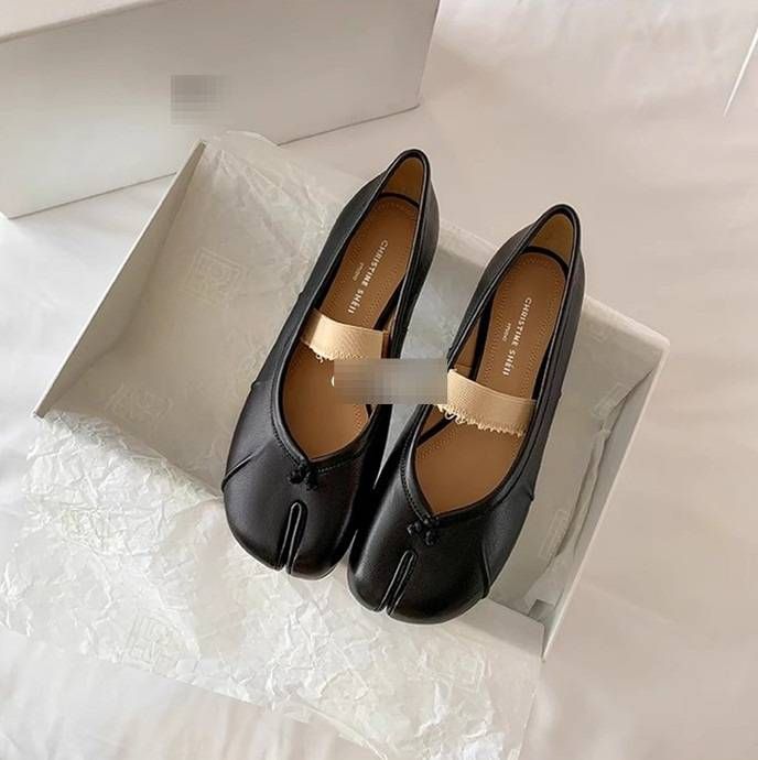 Women's Split-Toe Mary Jane Flats & Slides | Genuine Calfskin & Pigskin Lining | Round Toe | Low Heel | Casual Comfort Shoes_vogvips.com