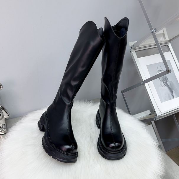 Zhao Lusi Long 2024 High Tube Thick Sole Riding Horse Hoof Heel Motorcycle Boots For Women Height Increasing Slimming_vogvips.com