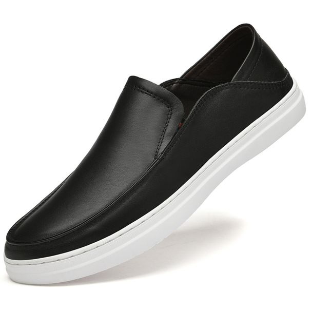 Men's Simple Casual Leather Shoes, Convenient To Wear, Soft-soled Casual Board Shoes_vogvips.com