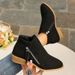 2025 New Short Side Zipper Square Heel Pointed Toe Women's Large Size Martin Boots_vogvips.com