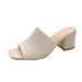 Women's Square Toe Flyknit High Heeled Sandals Chunky Heel Cross-Strap Summer New Style European And American Style_vogvips.com