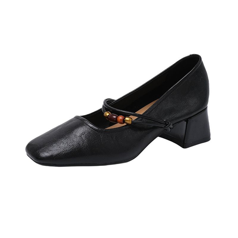 French-style Square-toed Soft Comfortable Women's With Chunky Heels, 2026 Spring Vintage Mary Jane Shoes, Extremely_vogvips.com