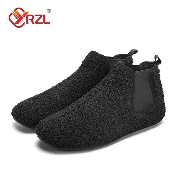YRZL Winter Warm Men Indoor Home Slipper Thin Bottom Plush Cotton Casual Shoes Soft Sole Anti-slip Slippers Man_vogvips.com