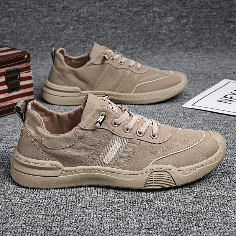 Men's Breathable Canvas Sneakers For Summer - Casual Low-Top Slip-On Shoes With Rubber Sole - Lightweight Comfortable Walking Shoes For Daily Wear_vogvips.com