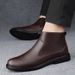 European Warm Series Layer Men's Shoes Fashion Leather Autumn Winter High Top Slip-On Cowhide Surface Side Zipper Large Size Fleece-Lined_vogvips.com