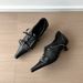 Lambskin Retro Niche Design Studded Lace Up Sexy Flats Women's Pointed Toe Stiletto Heel Wizard Shoes Early Spring_vogvips.com