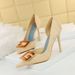 6168-2 Sexy Nightclub Slim Shallow Notched Pointed Side Hollow Square Button Single Shoe High Heel Shoes_vogvips.com