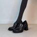 Women's Shoes New Style High Heeled Loafers, Petite Chunky Heel Single Shoes, Black, Versatile Slip On, Deep Mouth JK Leather Shoes_vogvips.com