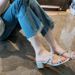 Women's Shoes Grape Mom Same Style Dreamy French Fashion Sparkling One Strap Cross Butterfly Stiletto High Heel Sandals For Women_vogvips.com