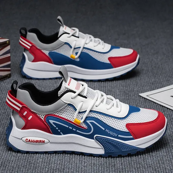The New Color-blocking Wear-resistant Lace-up Large-sized Running Shoes With A Strong And Thick Soles Are Versatile For Students_vogvips.com