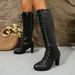 Plus Size High Heeled Fashion Boots Women's Pointed Toe Slimming Chunky Heel European American Style Winter_vogvips.com