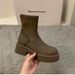 Thick Soled Thin White Martin Boots Women S Shoes Autumn And Winter Plus Velvet High Quality Short French Nude_vogvips.com