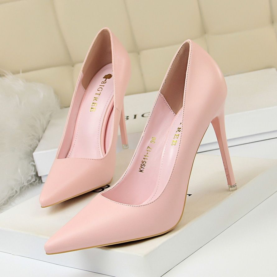 9511-17 Korean Style Fashion Simple Women's Slimming Stiletto Super High Heels Shallow Mouth Pointed Toe Sexy Single_vogvips.com