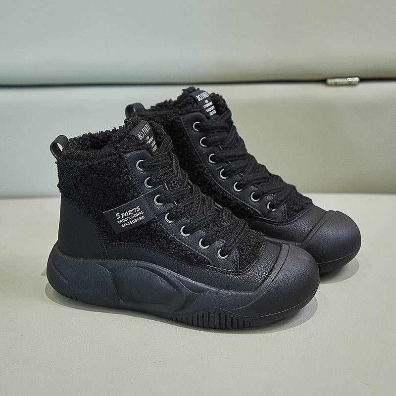2025 New Korean-style Ins Thick-soled Height-increasing Women's Shoes With Added Fleece For Winter_vogvips.com