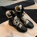 DesignerAutumn And Winter New Style,fashionable Retro Color Block,versatile Strap,side Zipper,hunting-style,disciplined,high-top,Martin Boot For Women_vogvips.com