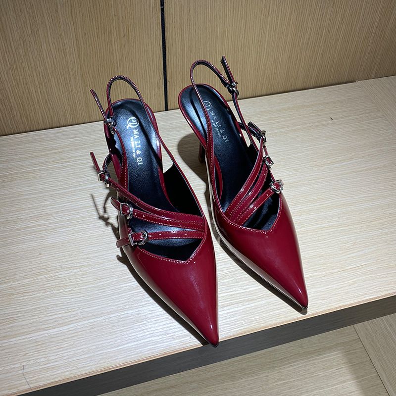 Buckle High Heeled Sandals For Women Fashion Retro Stiletto Heeled Sandals With Open Toe And Shallow Mouth High Heels_vogvips.com