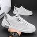Spring New Versatile Men's Casual Leather Breathable Sports Board Work Little White Trendy Shoes_vogvips.com