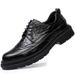 Euro Step Business Formal British Round Toe Derby Genuine Leather Brogue Carved Casual Men's Breathable Wedding Shoes_vogvips.com